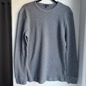 Gap Mens Gray‎ Knit Long Sleeve Cotton Blend Crewneck Thermal L